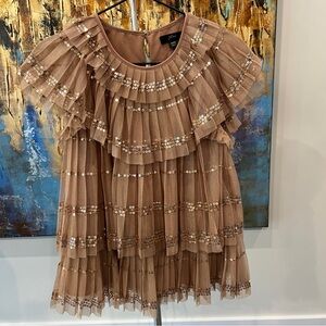J. Crew Tiered Sequin Ruffle Top - Blush